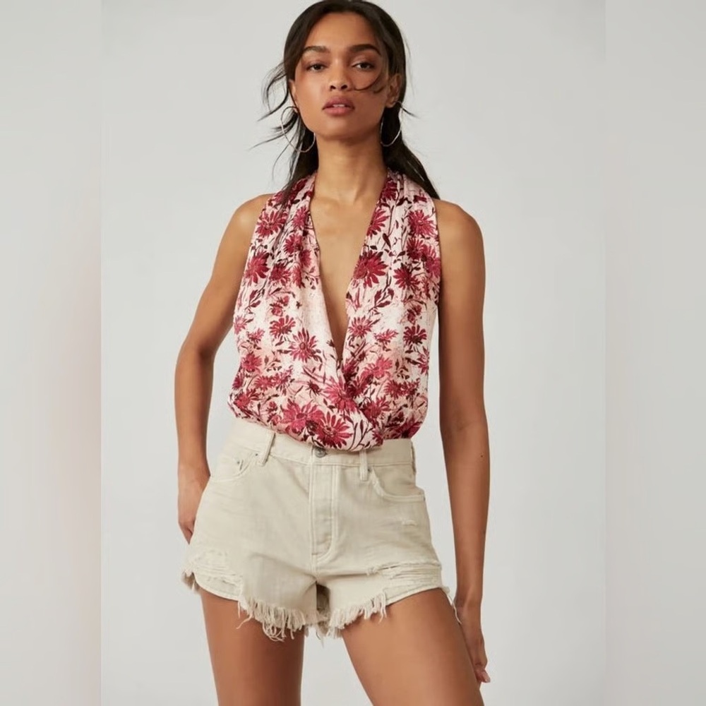 NWT Free People Halter Floral Bodysuit XL - Picture 1 of 8